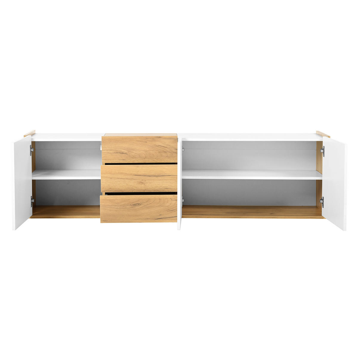 TV-SCHRANK 171,5/35/47 cm weiß Holz MDF mit 3 Türen und 3 Schubladen - Weiß, Holzwerkstoff (171.5/47/35cm) - OKWISH