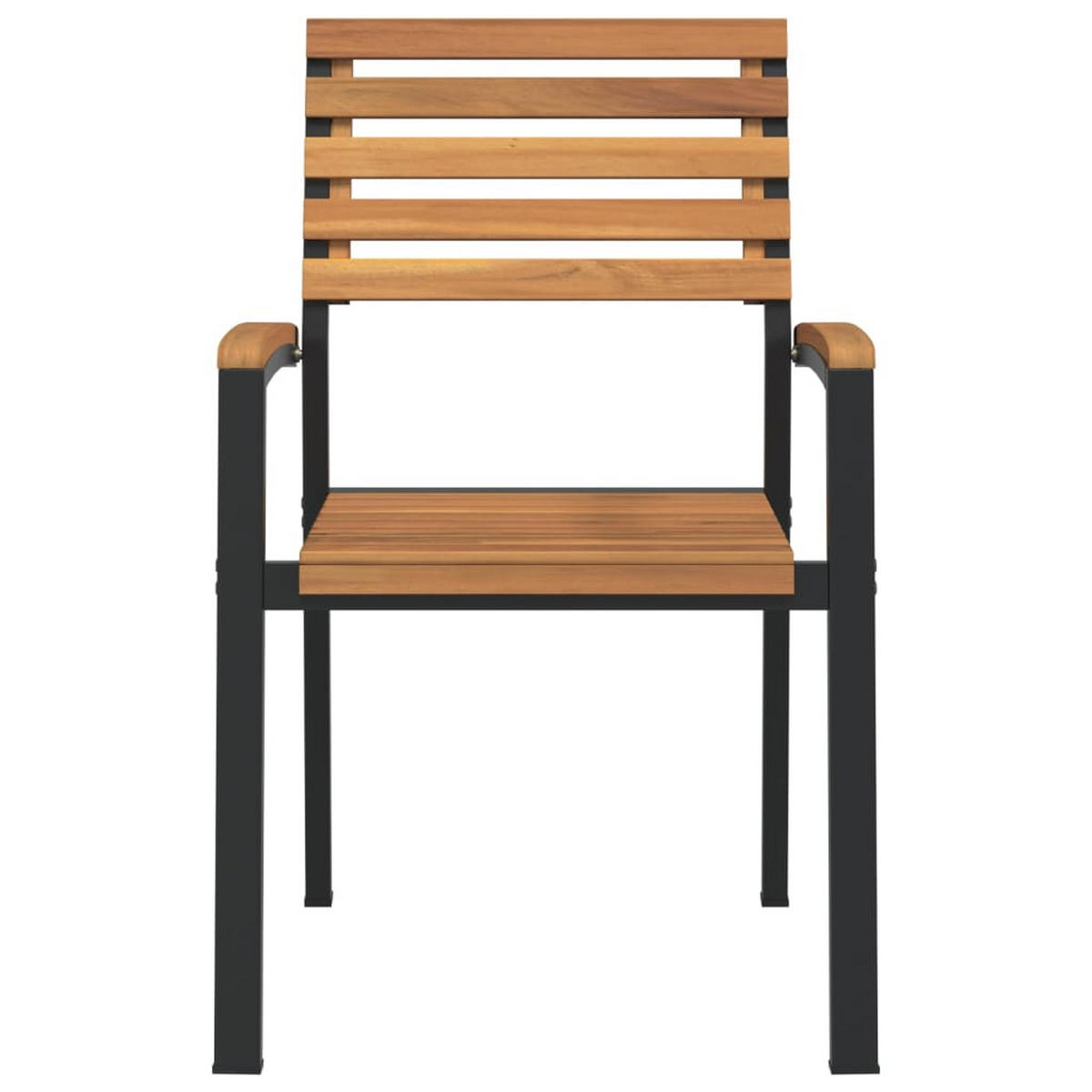 GARTENSTÜHLE Stapelbare 2er Set Massivholz Akazie Und Metall - Braun, Holz (56/87/54.5cm) - vidaXL