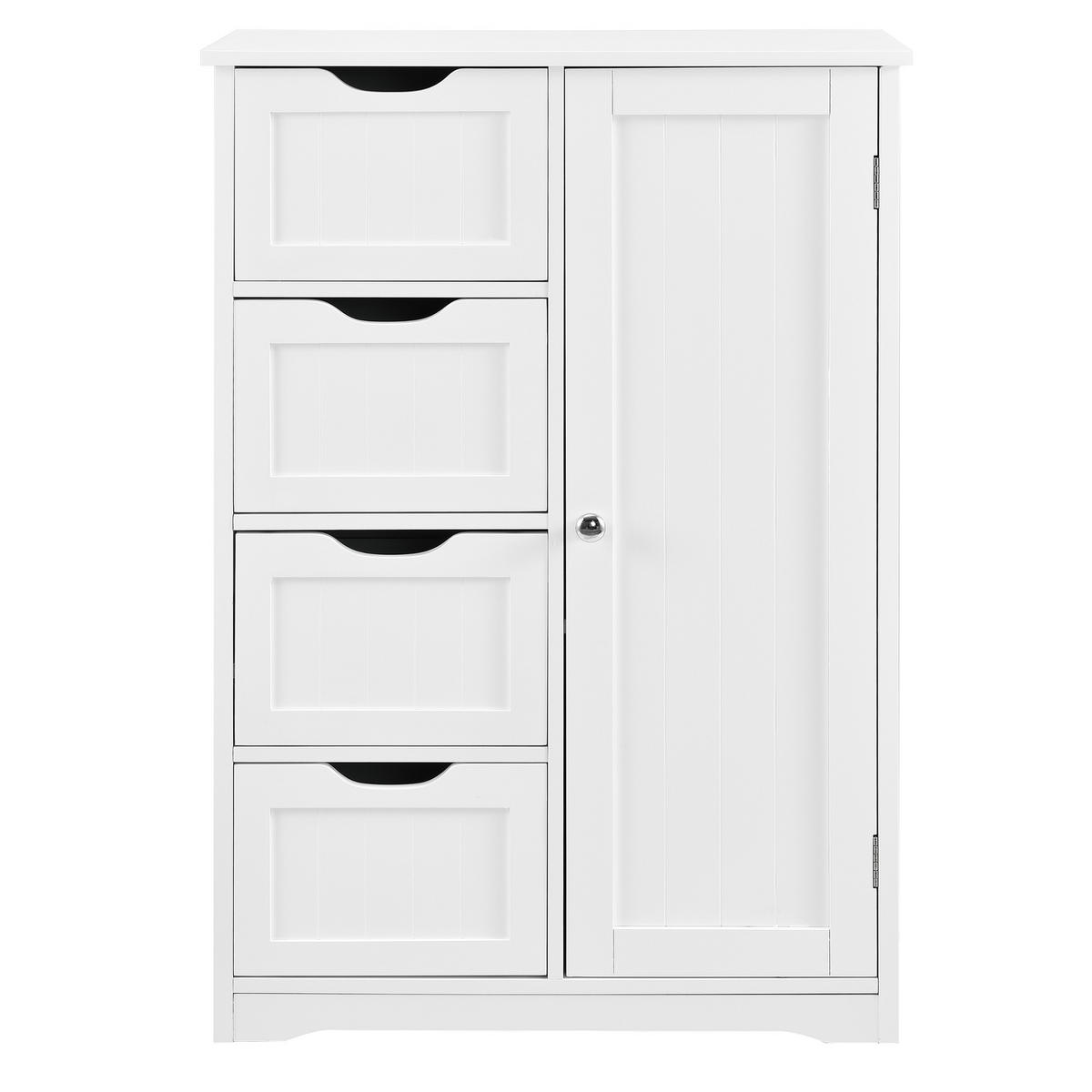 BADEZIMMERSCHRANK - Weiß, Holzwerkstoff (55/81/30cm) - [en.casa]