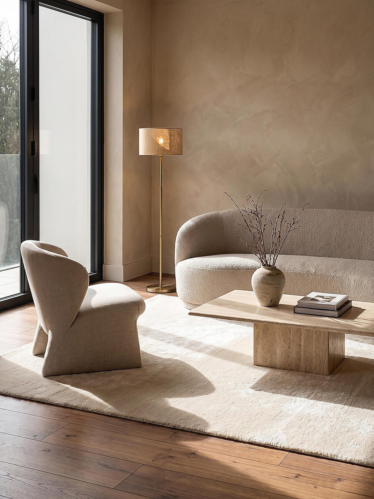 HOCHFLORTEPPICH Antirutsch Uni ALDAN Polyester Beige 240 x 240 cm - Beige, Textil (240/240cm) - KADIMA DESIGN