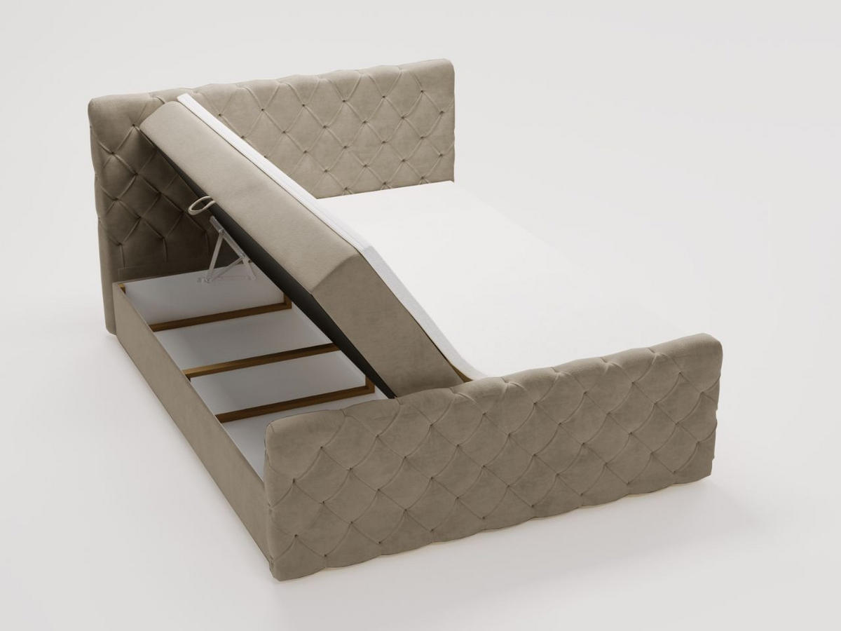 BOXBETT Lunaris 180x200 Hellbraun - Hellbraun, Holz/Textil (180/200cm) - Graingold