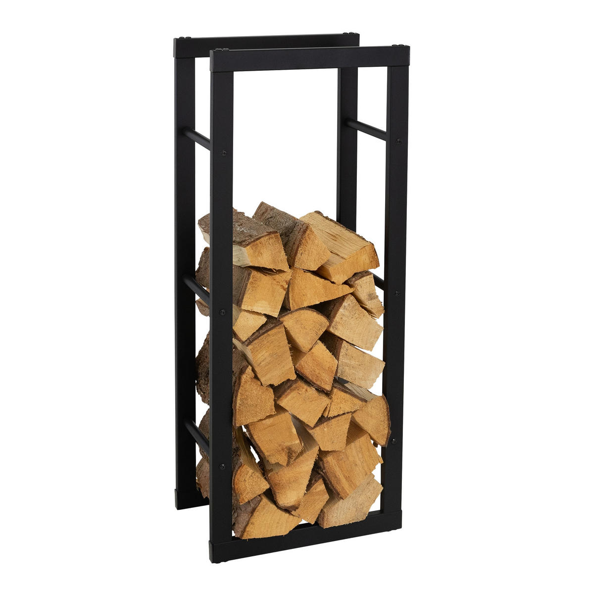 KAMINHOLZREGAL - Schwarz, Metall (25/100/40cm) - ML-DESIGN