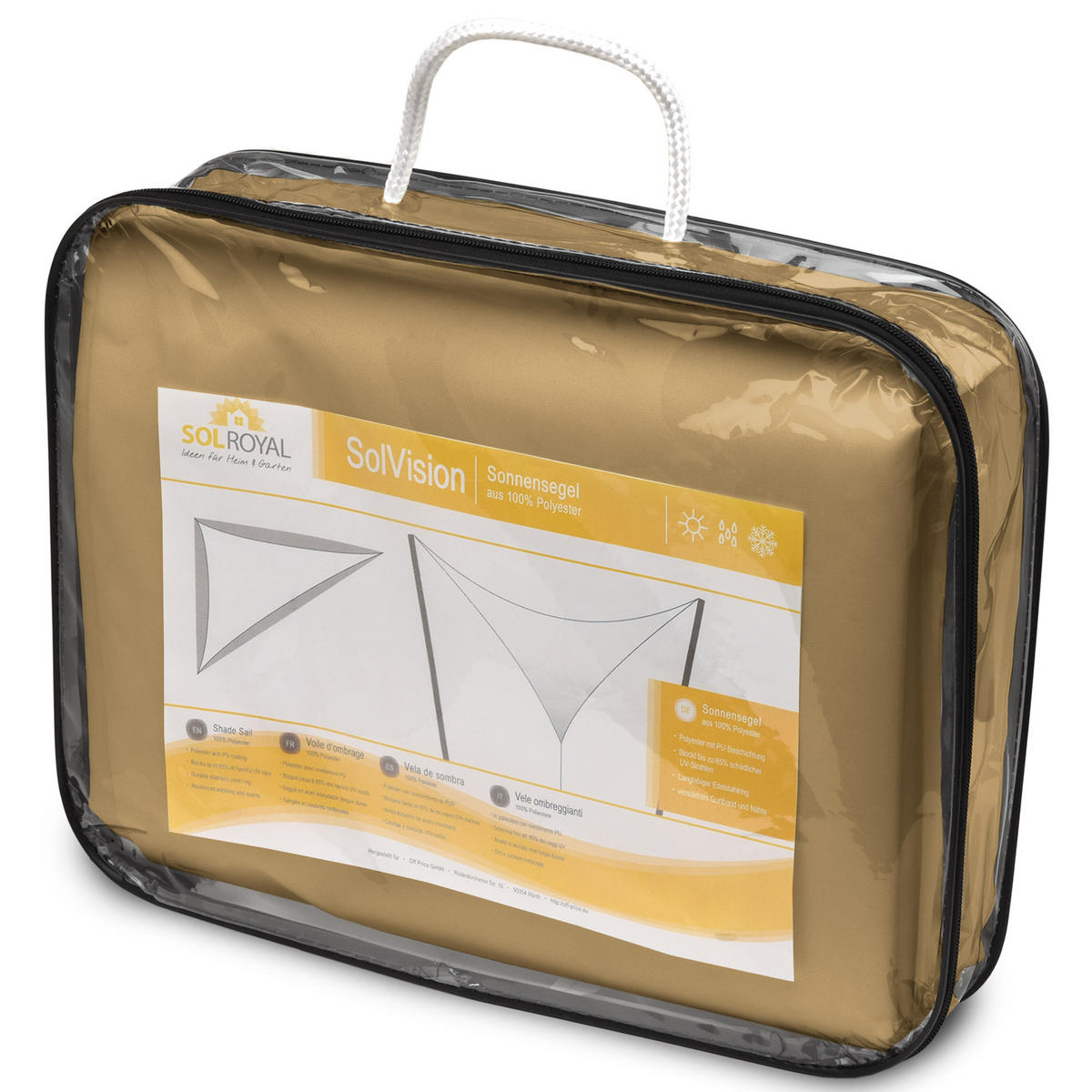 SONNENSEGEL SolVision PS9 360/360/360 cm dreieckig Sand PE - Sandfarben, Kunststoff (360/360cm) - Sol Royal