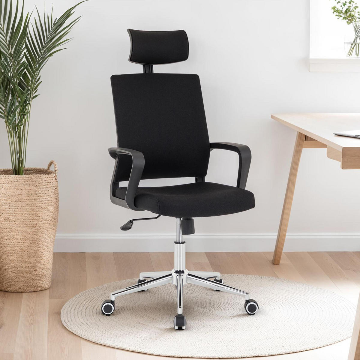 BÜRODREHSTUHL HERRY schwarz - Schwarz, Textil (57/124/62cm) - IDIMEX