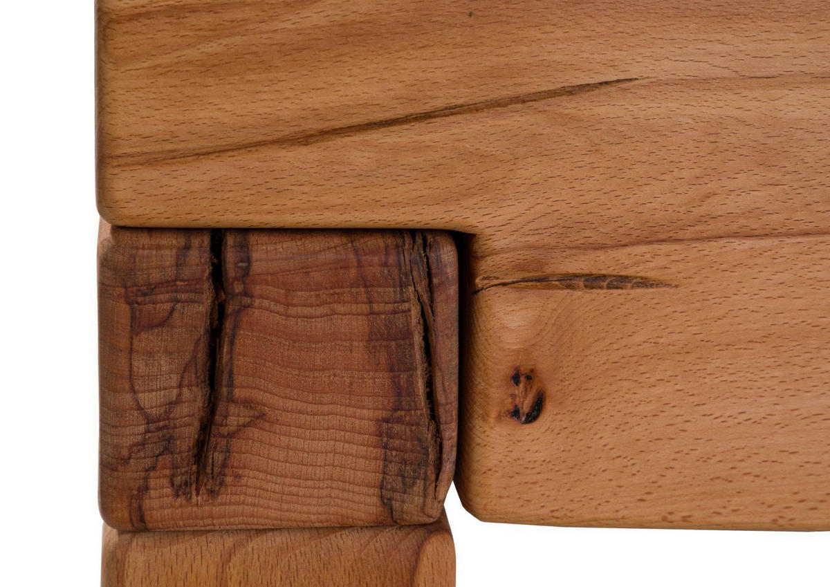 BALKENBETT Wildeiche 160x200x85 natur geölt KRAKAU #202 - Braun, Holz (160/200cm) - Massivmoebel24