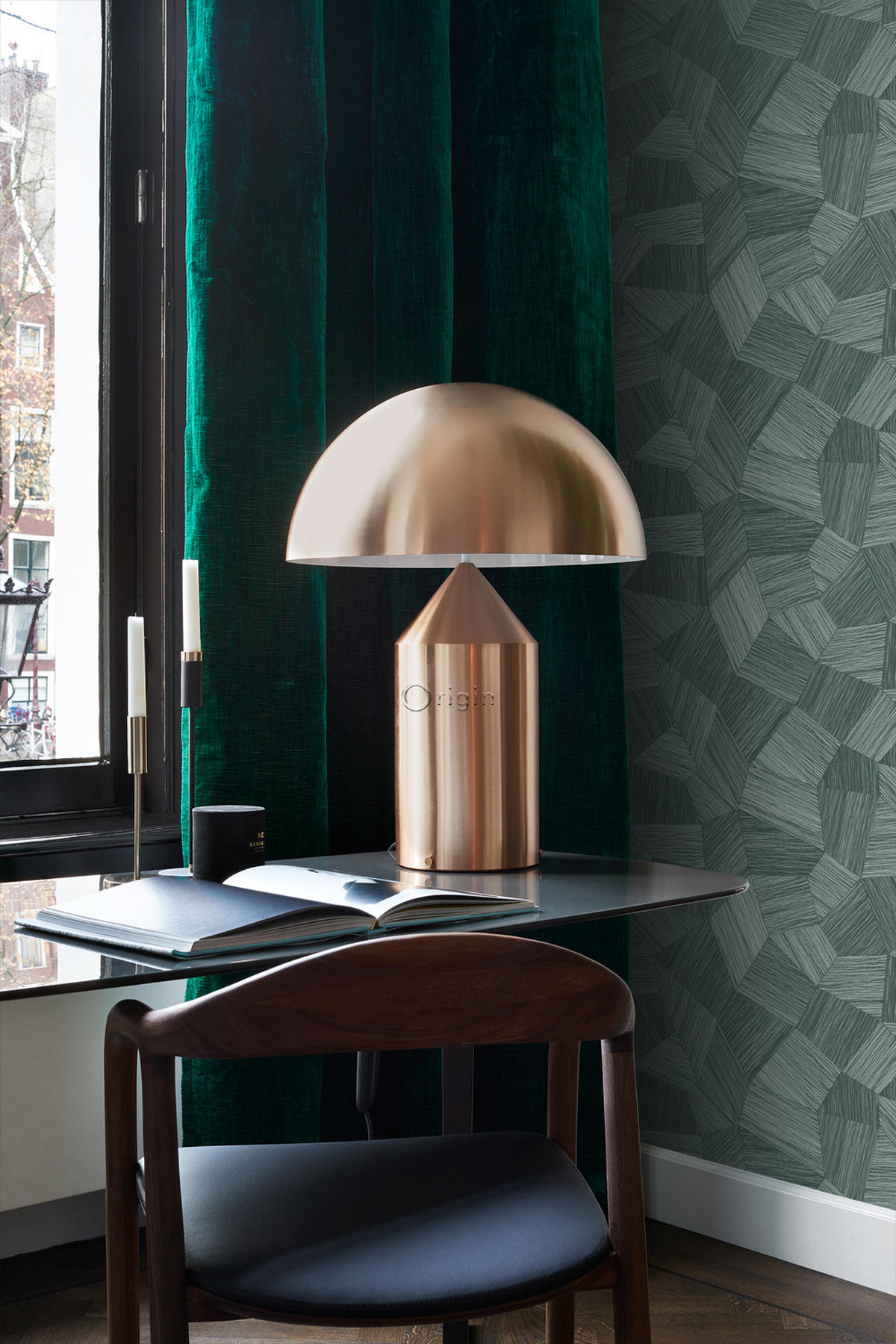 TAPETE 3D-Muster 53 cm x 10.05 m - Grün, Papier (53/1000cm) - Origin Wallcoverings