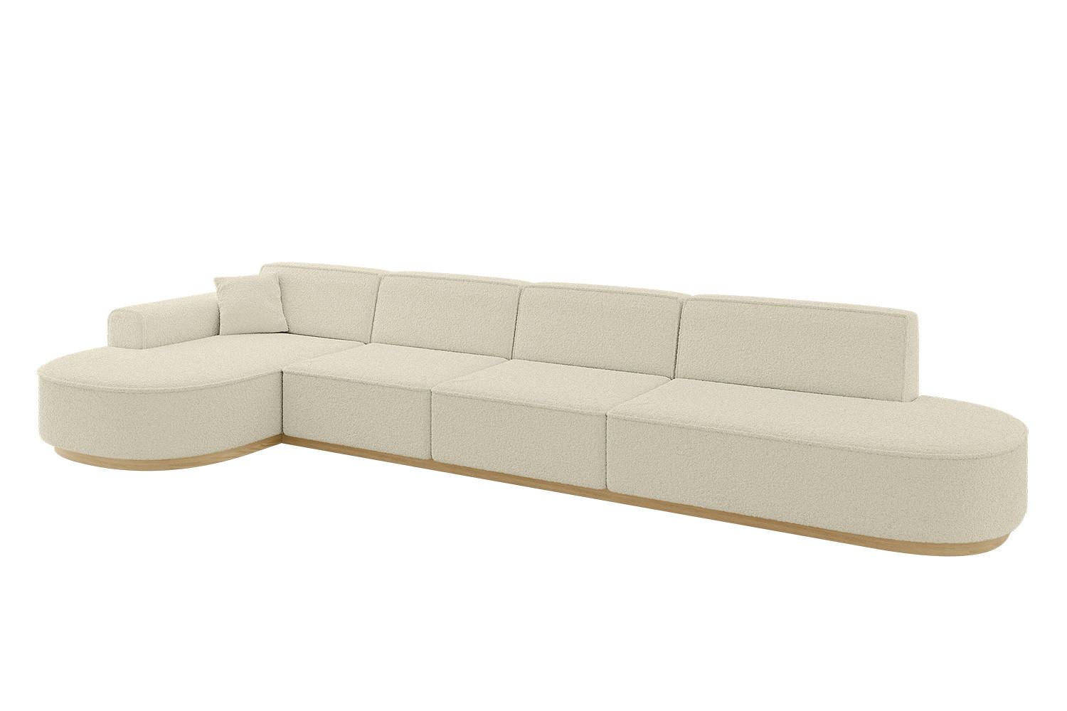 ECKSOFA Ottomane Links MARI-L3-v2 - 413x171x83 cm Beige Bouclé - Beige, Holzwerkstoff/Textil (413/171cm) - ALTDECOR