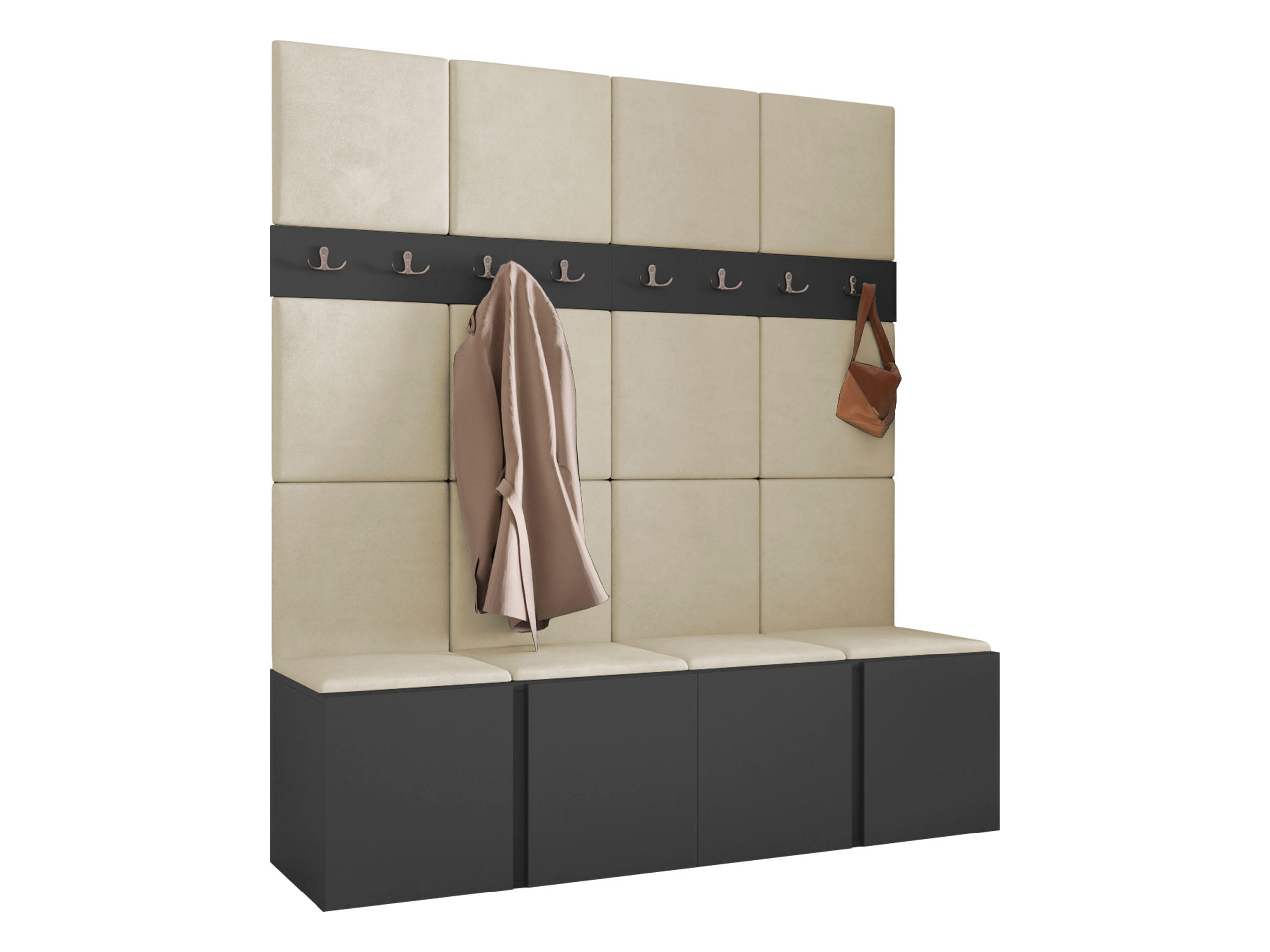 Mirjan24 Garderoben-Set Graphit, Beige 168x186x46 cm