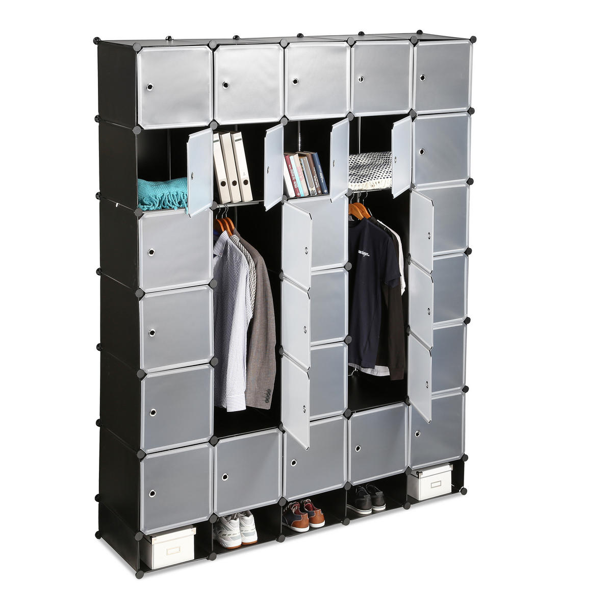 KLEIDERSCHRANK - Schwarz, Kunststoff/Metall (180/234/46.5cm) - Relaxdays
