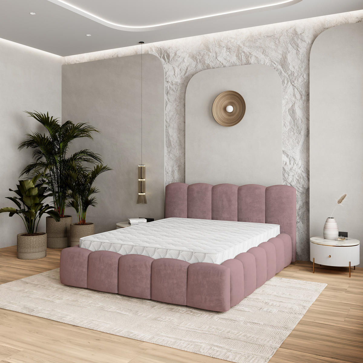 POLSTERBETT FALINA 160x200 cm mit Bettkästen - Rosa - Rosa, Holz (160/200cm) - MASSENO