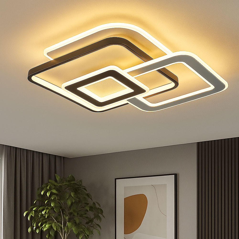 LED DECKENLEUCHTE Metall Weiß Crystal-Sand Effekt - Weiß, Metall (50/48/8cm) - Globo Lighting