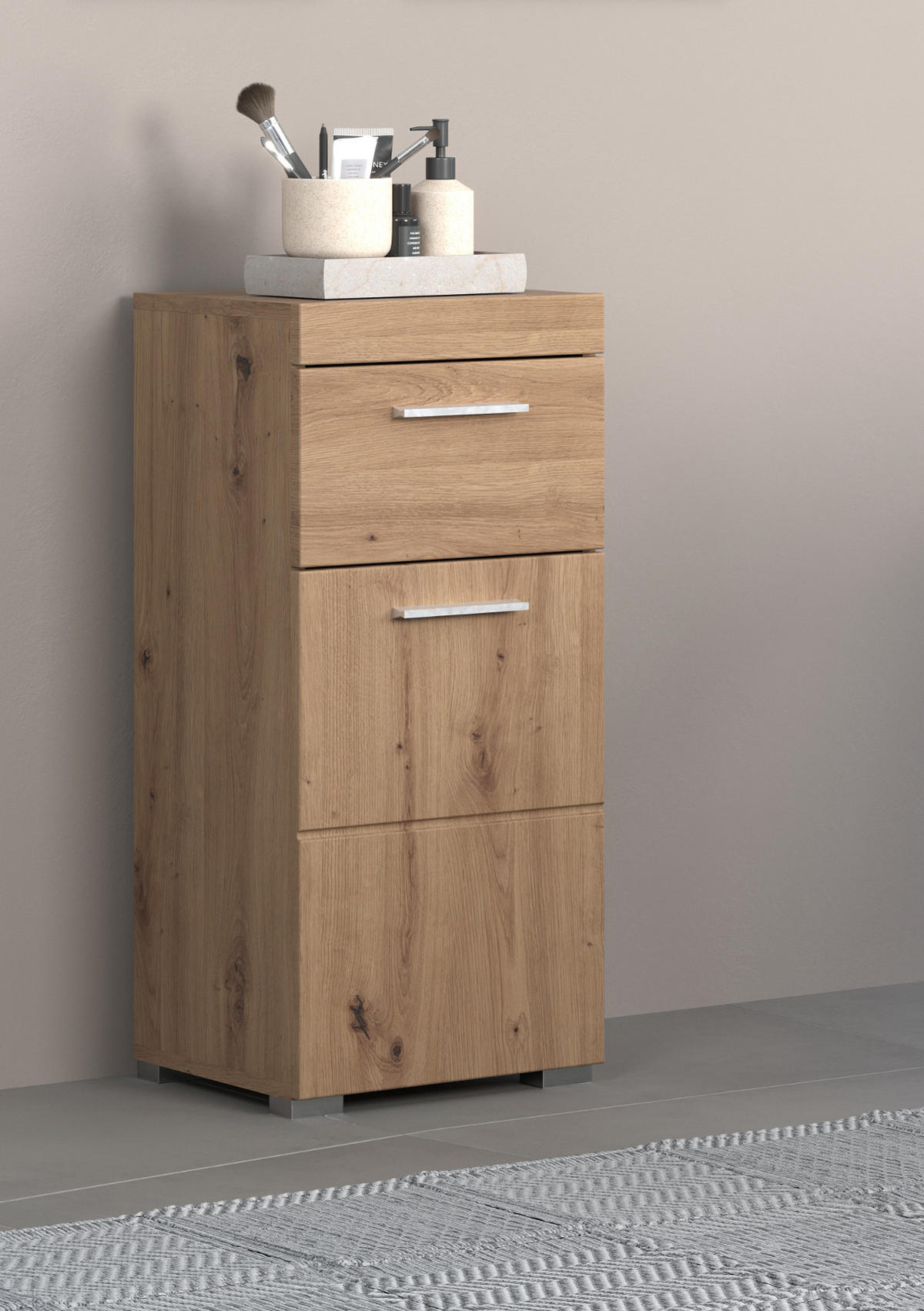 BADSCHRANK Asteiche 37 x 79 cm, Badezimmer Unterschrank in modernem Stil - Eichefarben, Holzwerkstoff/Kunststoff (37/79/31cm) - Top.Furn