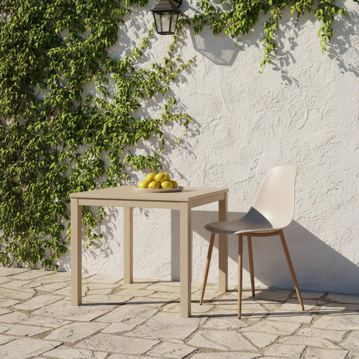 STUHL FÜR DRAUSSEN Nina Beige 45 cm x 80 cm - Beige, Kunststoff (45/80/53cm) - Klast Home