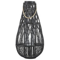 LATERNE Schwarz Tonga - Schwarz, Holz (39/77/39cm) - Beliani