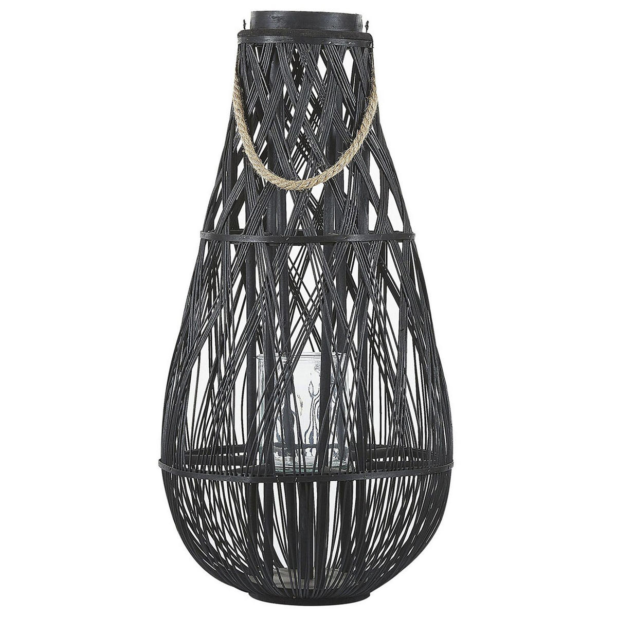 LATERNE Schwarz Tonga - Schwarz, Holz (39/77/39cm) - Beliani