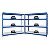 SCHWERLASTREGAL Rhino 2er-Set mit 2x 180x200x60 cm 4 Melamin-Ebenen 16mm Fachlast 500 kg Blau - Blau, Metall (400/180/60cm) - PROREGAL