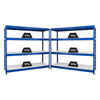 SCHWERLASTREGAL Rhino 2er-Set mit 2x 180x200x60 cm 4 Melamin-Ebenen 16mm Fachlast 500 kg Blau - Blau, Metall (400/180/60cm) - PROREGAL