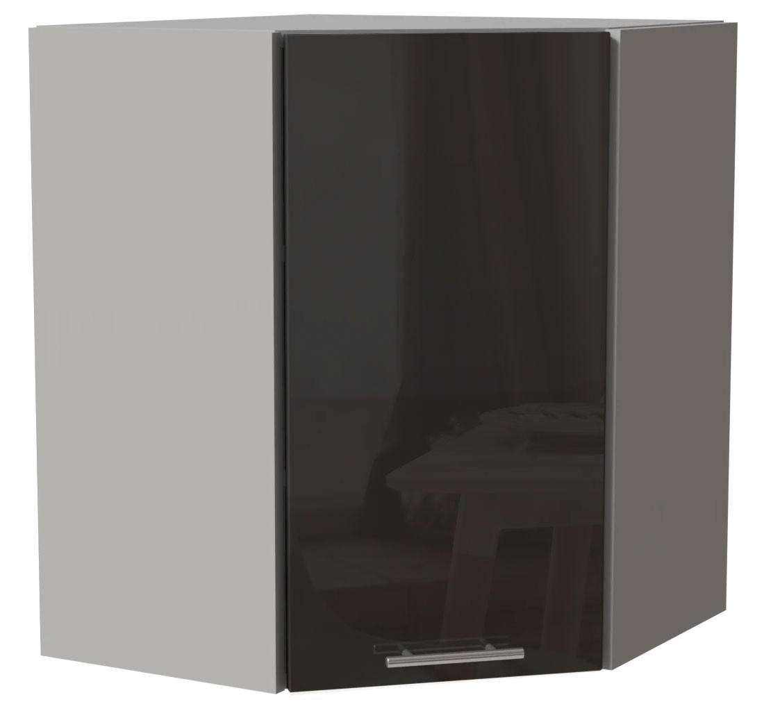 ECKHÄNGESCHRANK Essen W10/60 Graphit Hochglanz / Grau Matt 60 / 60 / 72cm - Graphitfarben/Grau, Holz/Holzwerkstoff (60/72/60cm) - Feldmann-Wohnen