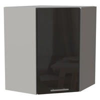 ECKHÄNGESCHRANK Essen W10/60 Graphit Hochglanz / Grau Matt 60 / 60 / 72cm - Graphitfarben/Grau, Holz/Holzwerkstoff (60/72/60cm) - Feldmann-Wohnen