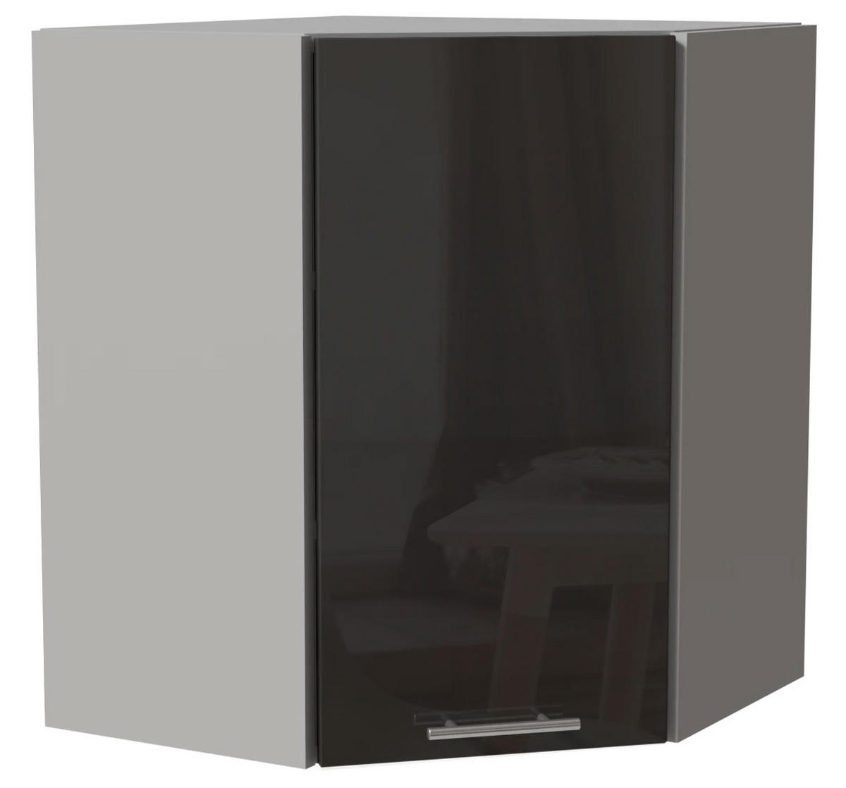 ECKHÄNGESCHRANK Essen W10/60 Graphit Hochglanz / Grau Matt 60 / 60 / 72cm - Graphitfarben/Grau, Holz/Holzwerkstoff (60/72/60cm) - Feldmann-Wohnen