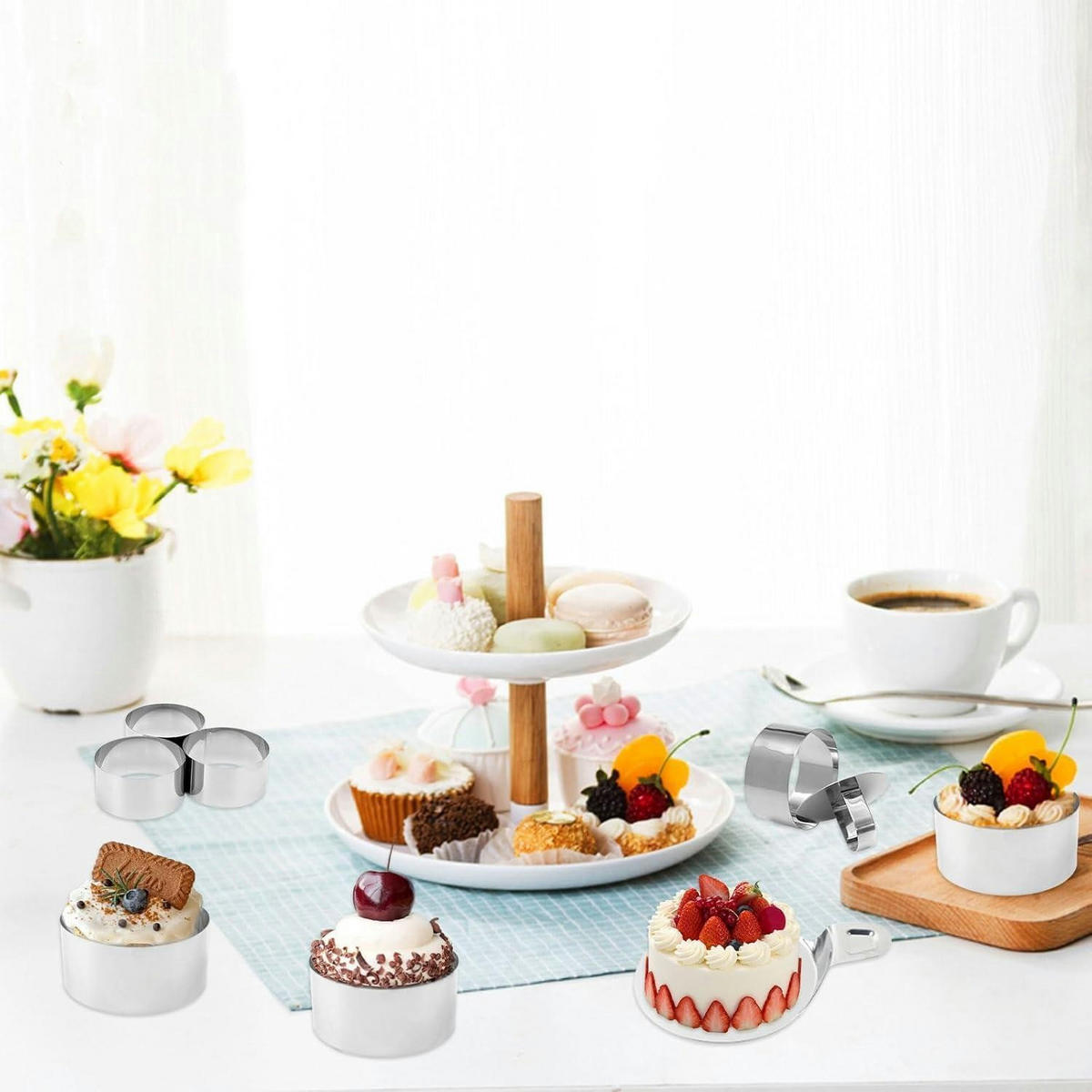 DESSERTRINGE Set 31-teilig Edelstahl 8 cm - Grün, Metall (12/7/12cm)