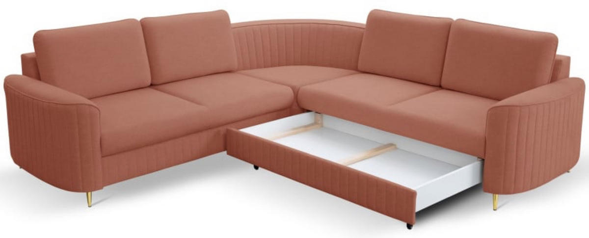 ECKSOFA Korallenrot LOREN Mit Schlaffunktion Und Bettkasten - Orange, Textil (251/251cm) - Sepro Meble
