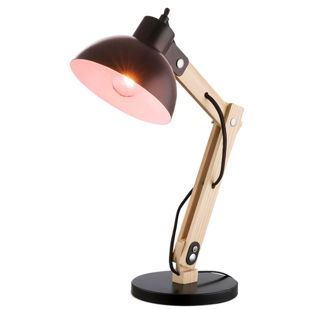 LED SCHREIBTISCHLEUCHTE Holz Schwarz - Schwarz, Holz/Metall (31/16/42.5cm) - Globo Lighting