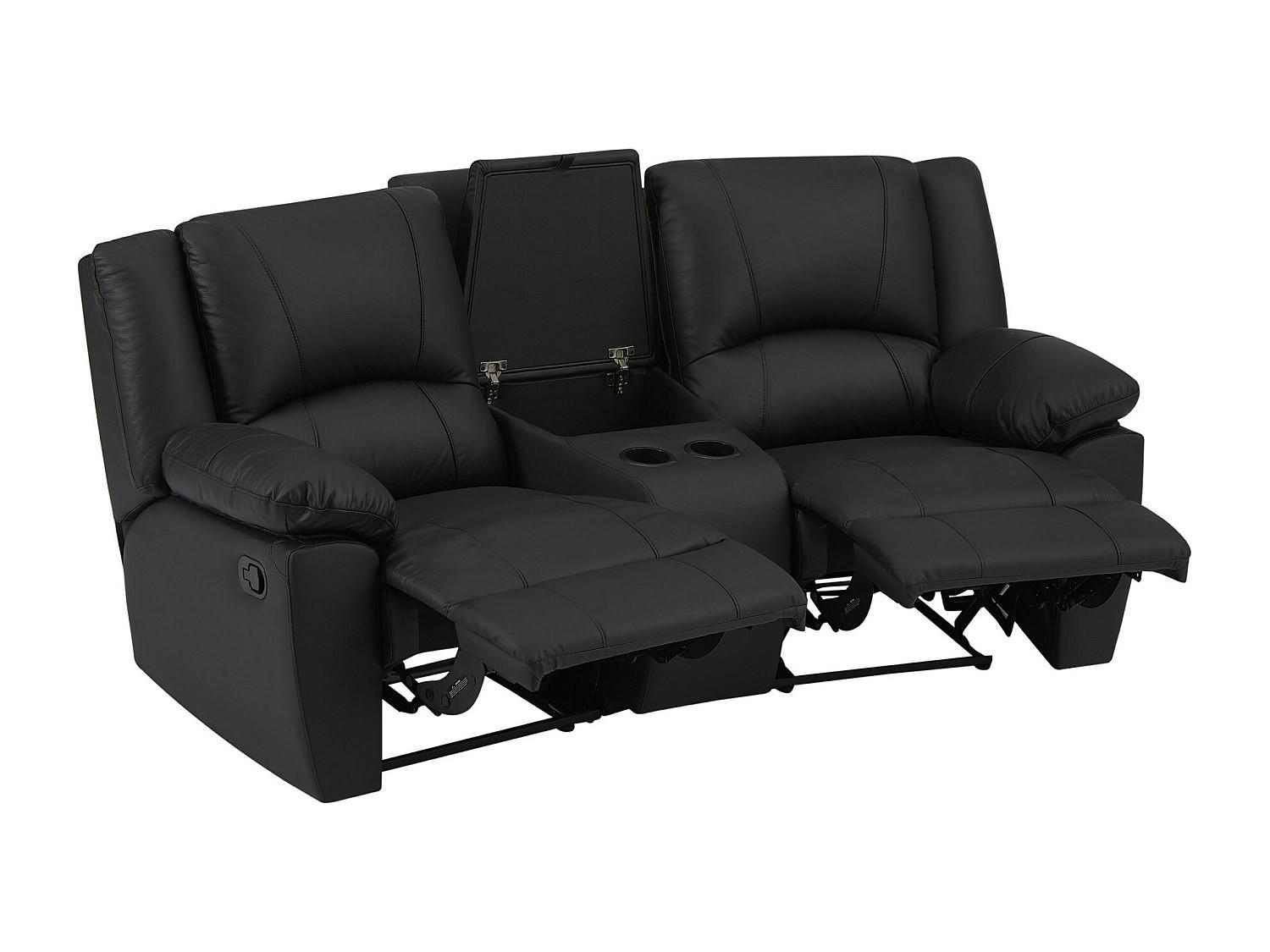 RELAXSOFA - 2 Personen-Sitzer - Leder - Schwarz - - Schwarz, Leder (201/97/95cm) - Vente-Unique