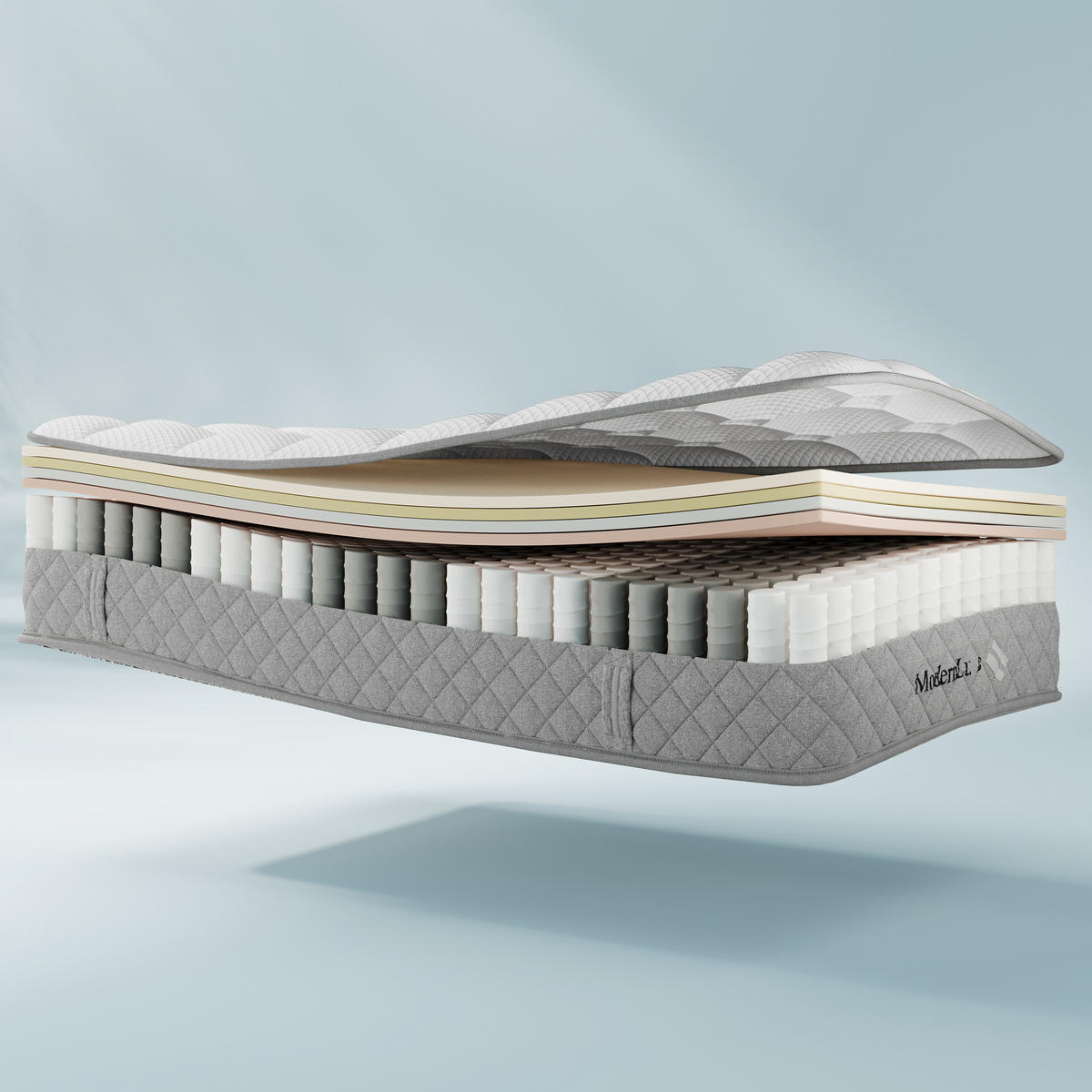 KALTSCHAUMMATRATZE 90x200 cm – orthopädisch, 7-Zonen-Taschenfederkern, H3 mittelfest, 20 cm Höhe, OEKO-TEX® zertifiziert, mit Griffen - Weiß, Textil - Ej. Life