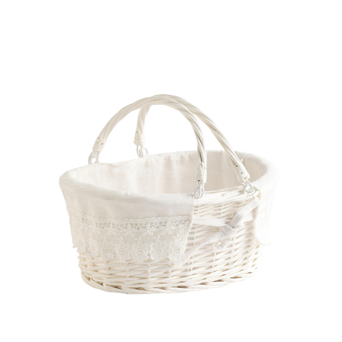 KORB MIT HENKEL Springlet - Weiß, Naturmaterialien (23/25/31cm) - home&you