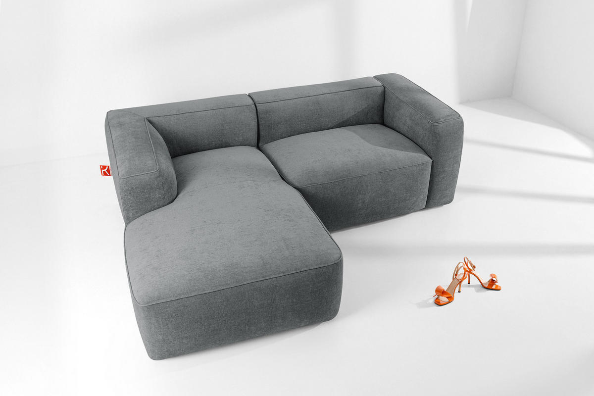 ECKSOFA LINKS FUBBO, Grau - Grau, Holz/Holzwerkstoff (225/176cm) - KONSIMO®