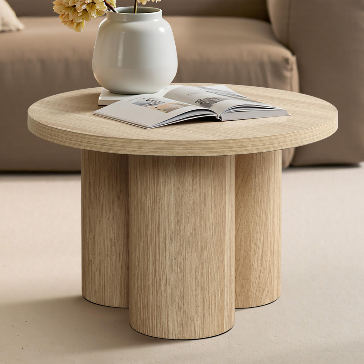 COUCHTISCH Rund in Naturholzoptik, Holz | Ø60 x H40 cm - Braun, Holzwerkstoff (60/60/40cm) - Hometopia