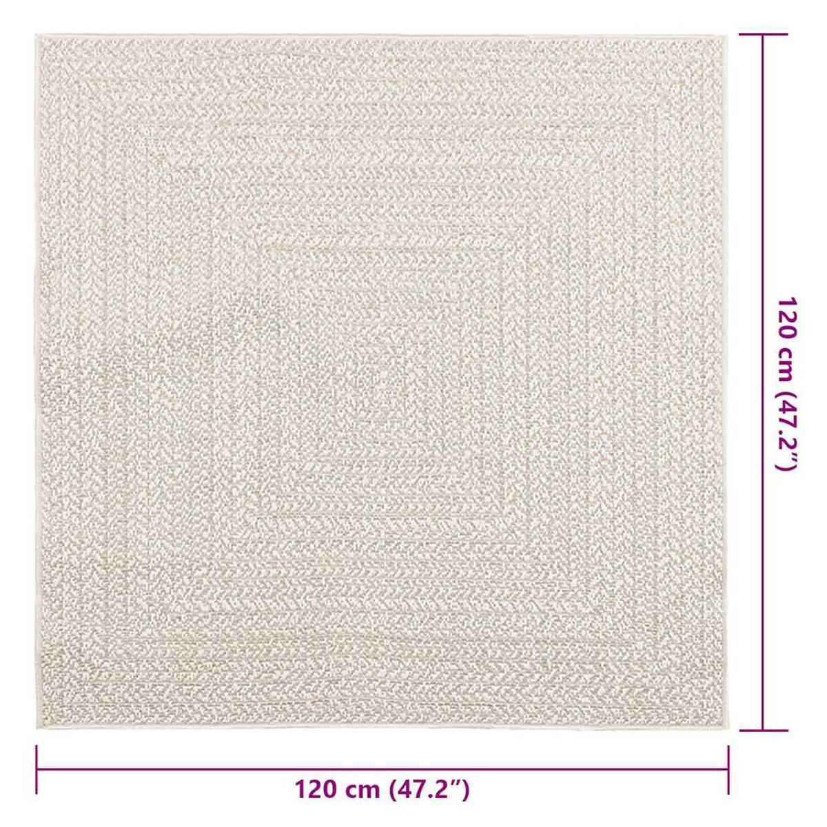 TEPPICH Zizur Creme 120/120 Cm Jute-Optik Indoor Und Outdoor - Creme, Kunststoff (120/120cm) - vidaXL