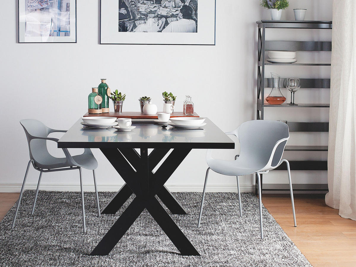 ESSZIMMERSTUHL 2er-Set Kunststoff Grau Elbert - Grau, Kunststoff/Metall (56/75/56cm) - Beliani