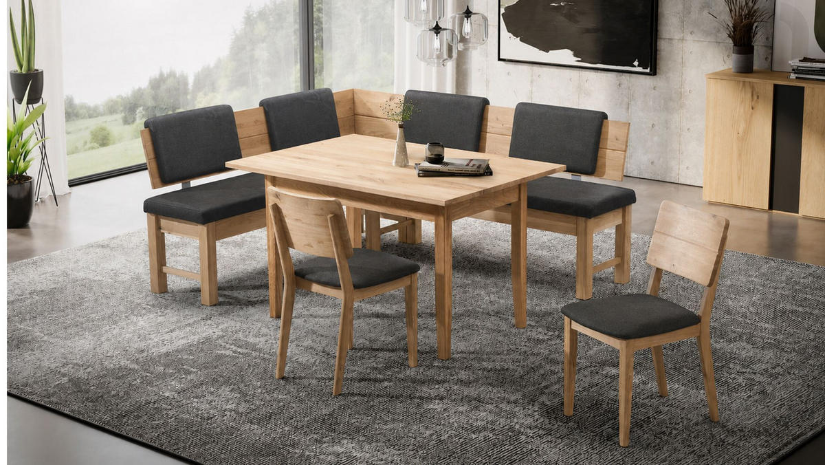ECKBANKGRUPPE Modern Dyan 2 für 7 Personen Massivholz Wildeiche/Grau - Wildeiche/Grau, Holz (167/85/192cm) - 58aufmkessel