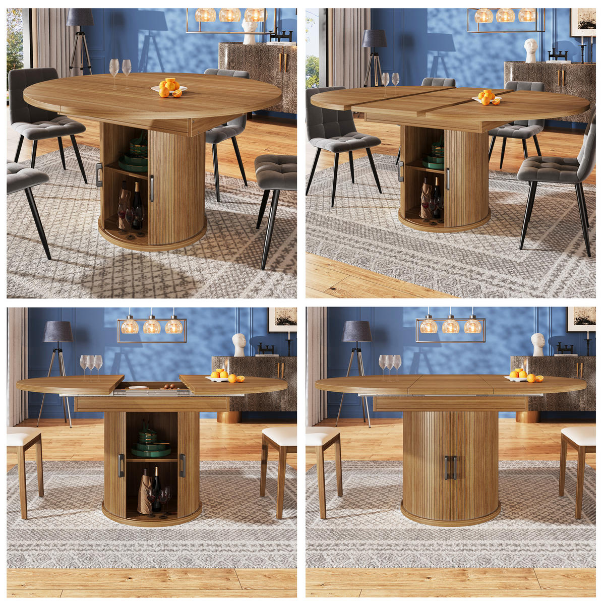 ESSTISCH Ausziehbar Walnuss mit Stauraum 118-158/118/76 cm - Walnussfarben, Holz (118/118/76.8cm) - Oxeza
