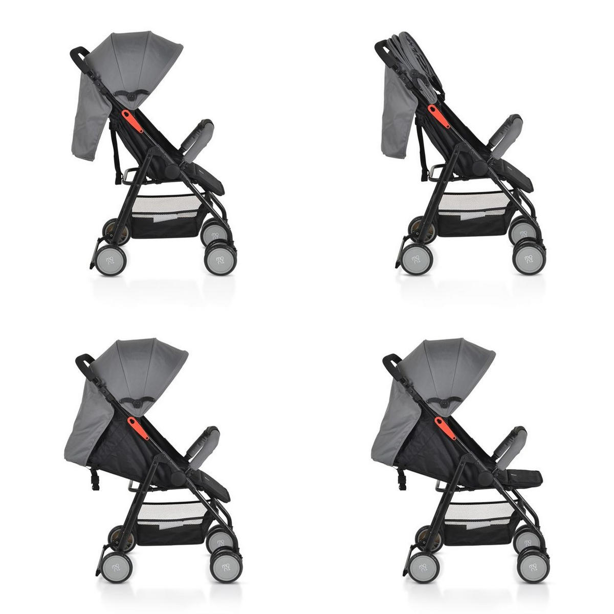 KINDERWAGEN Capri grau Sicherheitsgurt, Rückenlehne verstellbar - Grau, Metall (75/48/100cm) - Moni
