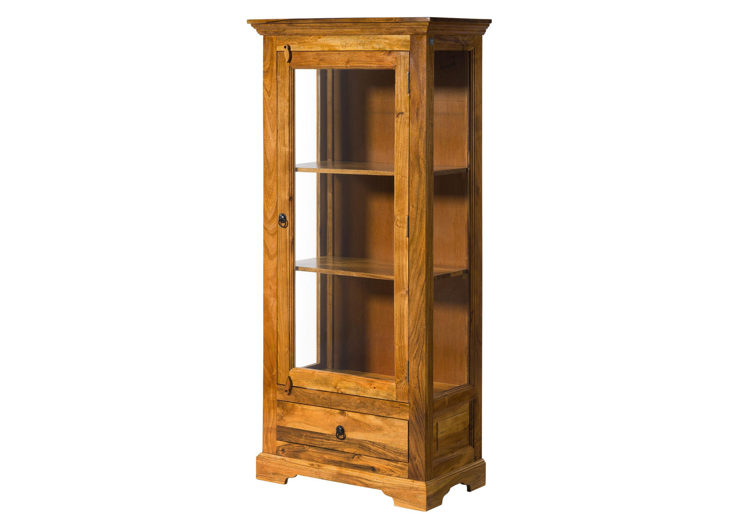 VITRINE Akazie 72x40x155 honig lackiert OXFORD #0527 - Braun, Holz (72/155/40cm) - Massivmoebel24