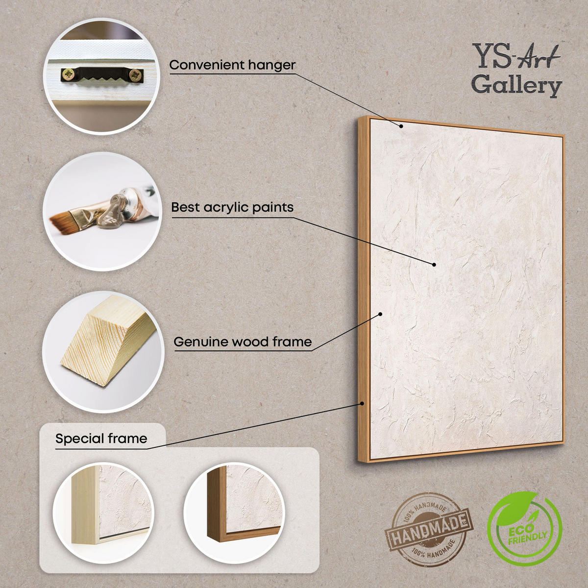 GEMÄLDE Das Flüstern der Zeit Schattenfugenrahmen Beige 120x80 cm - Beige, Holz (120/80cm) - YS-art gallery