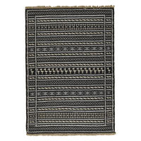 KELIM-TEPPICH handgewebt Kordi Schwarz, Grau 121/84 cm Schurwolle - Beige/Schwarz, Textil (84/121cm) - Looma