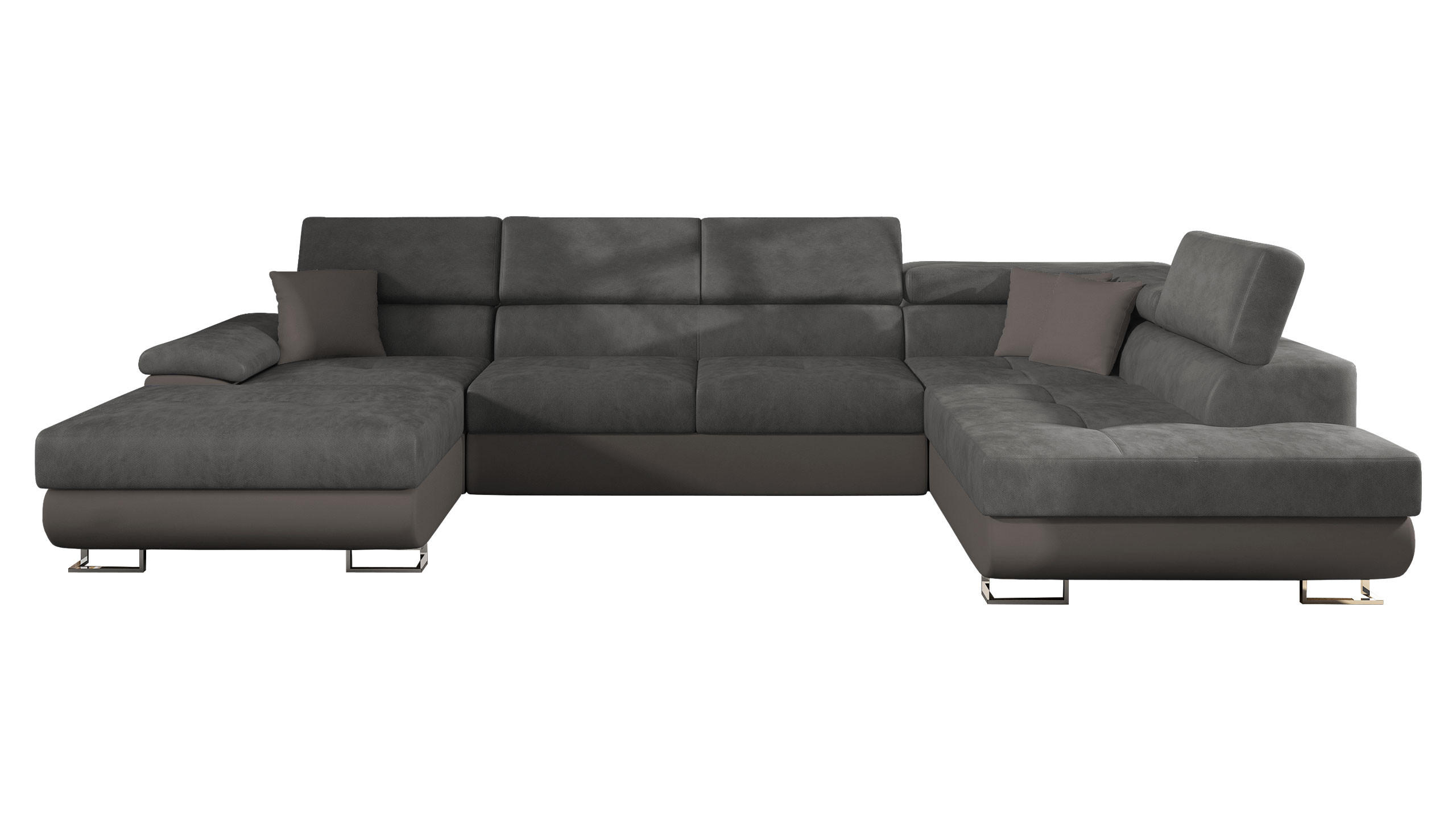 WOHNLANDSCHAFT Cotere Bis, Seite: Rechts - Dunkelgrau, Holz (345/91/202cm) - MIRJAN24