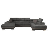 WOHNLANDSCHAFT Cotere Bis, Seite: Rechts - Dunkelgrau, Holz (345/91/202cm) - MIRJAN24