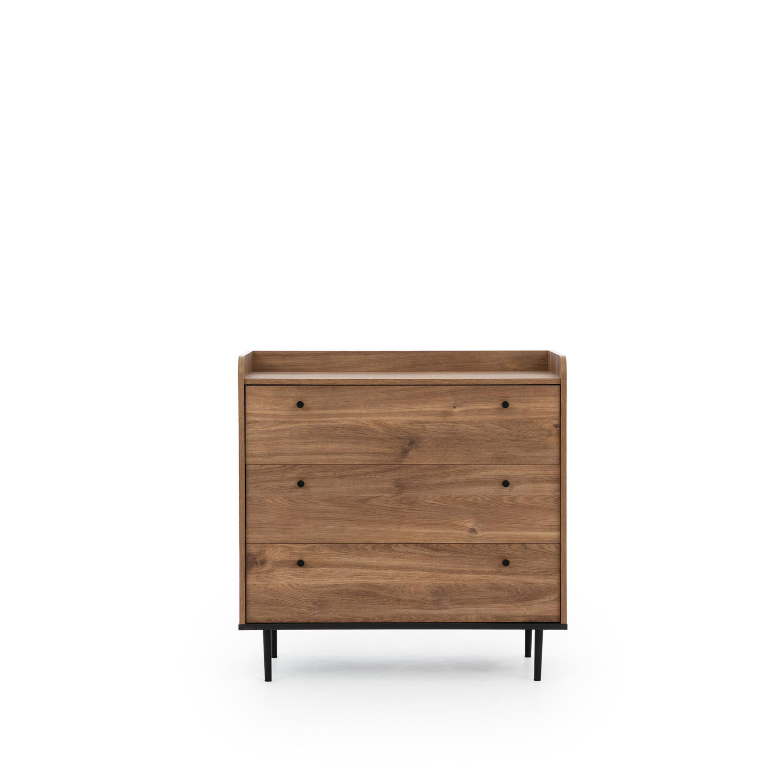 KOMMODE Nero mit vier Schubladen - Hellbraun/Schwarz, Holzwerkstoff/Metall (90/90/45cm) - Ravio