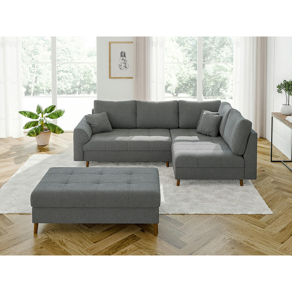 Thumbnail - S-Style Möbel Ecksofa, Grau, Textil, Echtholz, Teilmassiv,Buche, Birke, 6-Sitzer, Füllung: Polyetherschaumkern, Eckteil,...