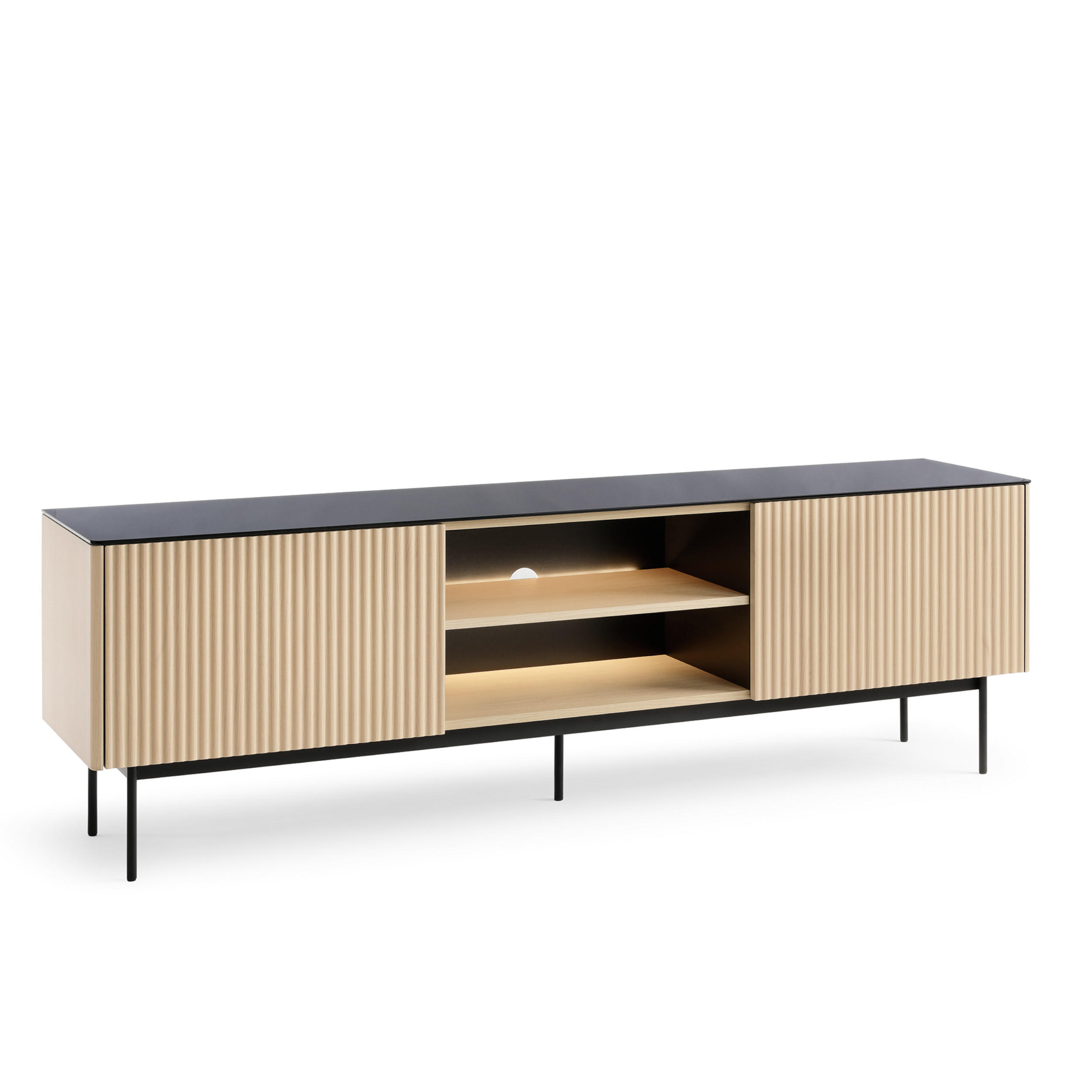 TV LOWBOARD OLDEN RTV1 Glasplatte Eiche - Eichefarben, Glas/Holzwerkstoff (180/52/39cm) - Komodee
