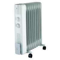 ÖLRADIATOR 2000W, Elektroheizung, Heizgerät, mobiler Heizkörper, Radiator Heizung, mit Rollen, Thermostat, energiesparend, leise, gleichmäßige Wärme - Weiß, Metall (24/65/35cm) - JUNG