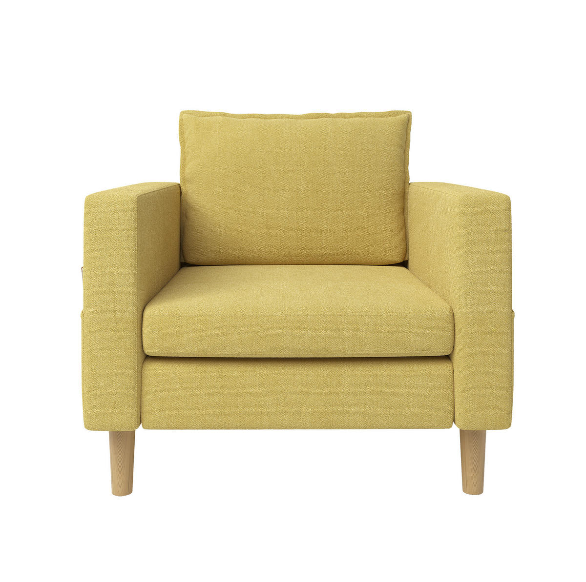 SESSEL 71/68/82 cm in Senfgelb aus Chenille mit Seitentasche - Currygelb, Textil (71/82/68cm) - BEAOK
