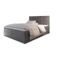 POSTEL BOXSPRING LENA 140x200 cm, s matrací a úložným prostorem, šedá - šedá, kompozitní dřevo/textil (140/200cm) - MASSENO