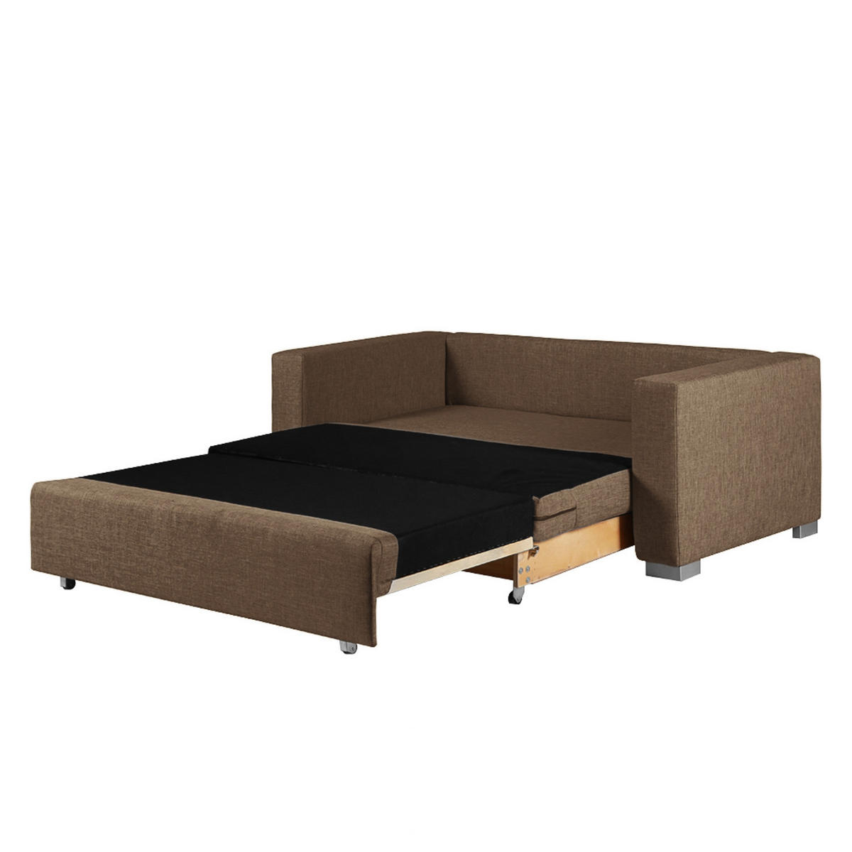 SCHLAFSOFA - Silberfarben/Braun, Textil (153/90/90cm) - home24