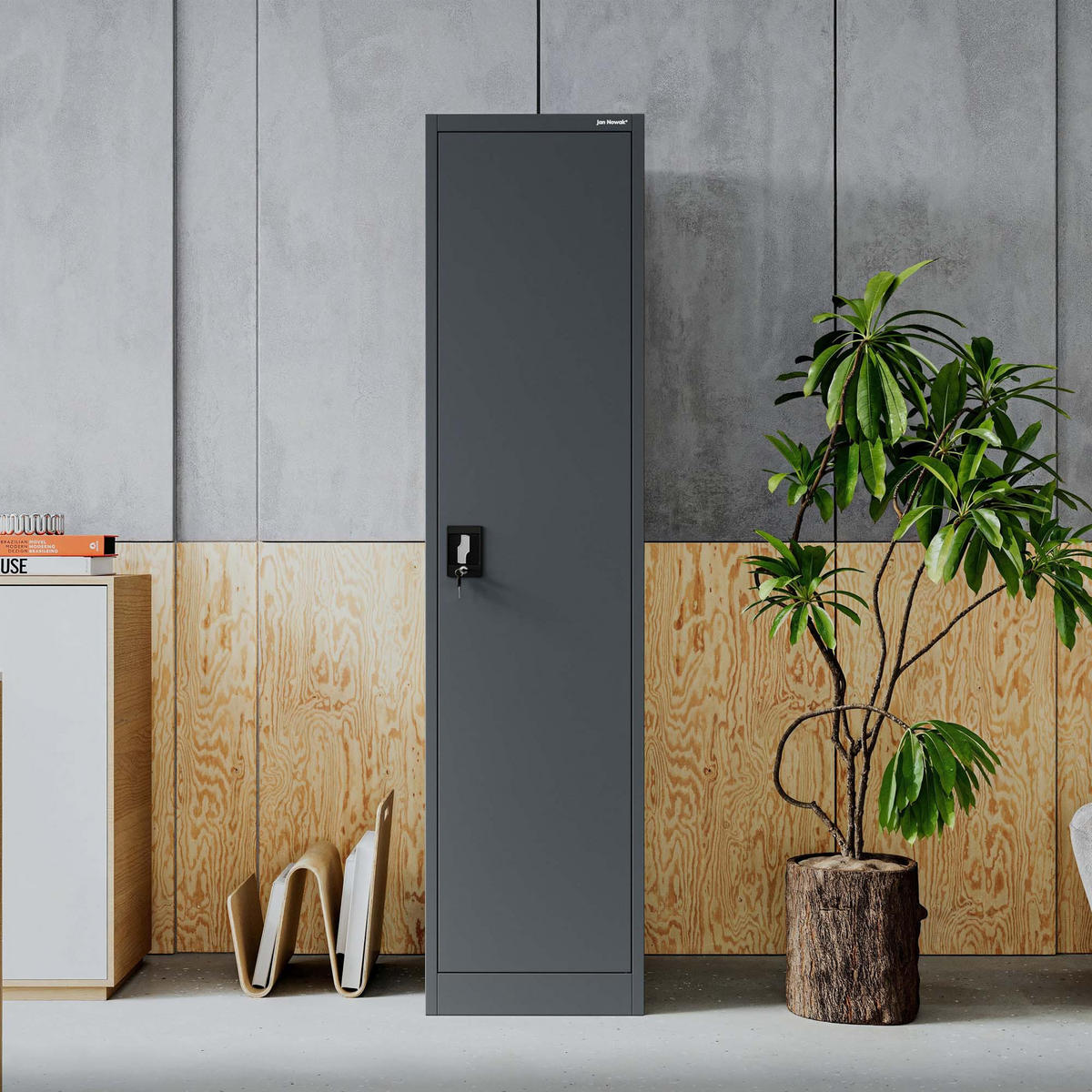 AKTENSCHRANK ALEX D600 - Anthrazit, Metall (45/185/60cm) - Jan Nowak